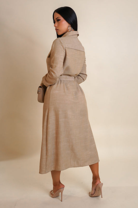 The Luxe Linen Belted Shirt Dress